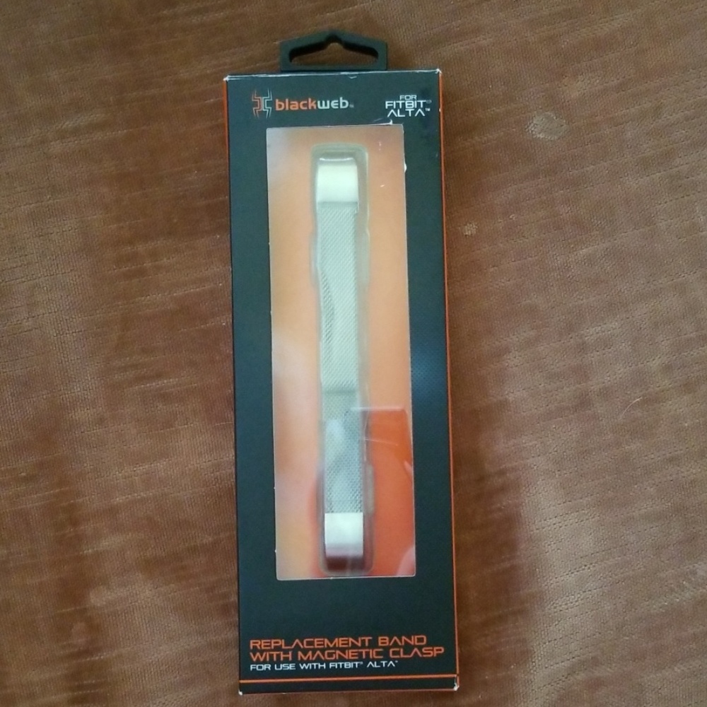 Silver magnetic replacement band fitbit alta/hr